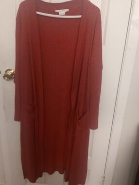 Elegant Red Long Cardigan Sweater